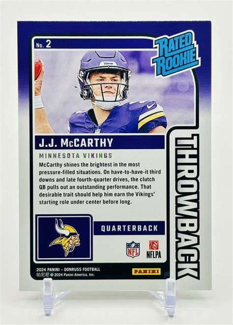 2024 Panini Donruss Rated Rookie THROWBACK JJ McCarthy RC J J EBay