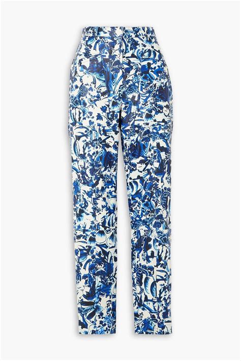 DRIES VAN NOTEN Floral Print Leather Tapered Pants THE OUTNET