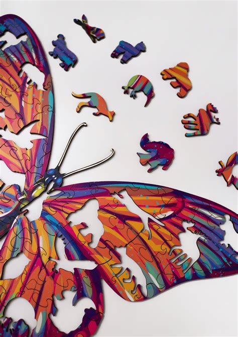 Wooden Jigsaw Puzzles for Adults BUTTERFLY Puzzle Unique Wood - Etsy UK