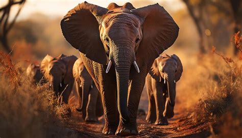 Premium Photo | Endangered African elephant herd walking in tranquil ...