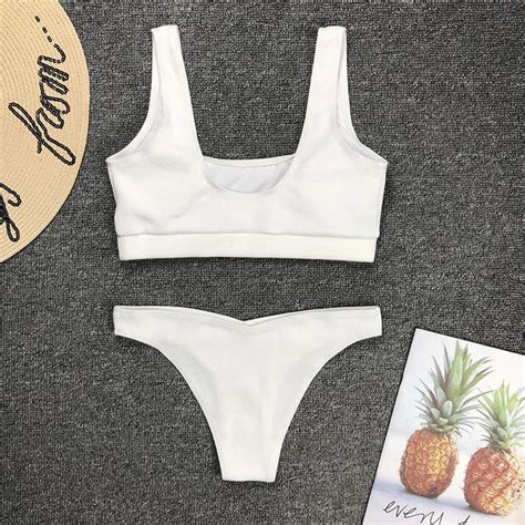 Swimsuit Hot Micro Bikini Sexy Girl Pure Red White Vest Bathing Suit Two Piece Set Women