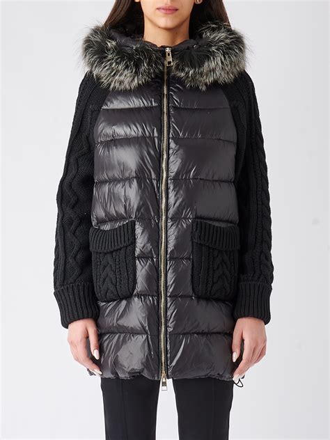 Violanti women's down jacket with knitted details Black | Caposerio.com