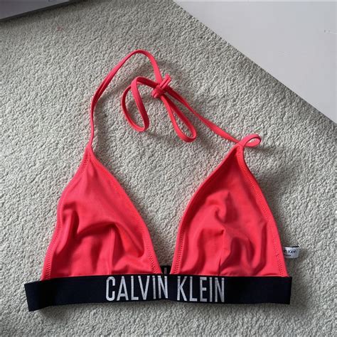 Calvin Klein Pink Bikini Top Size Small Hardly Depop