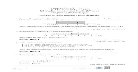 Matematica O Ciclo Intervalos De Numeros Reais Ano