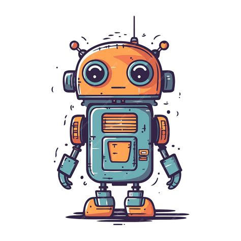 Милый маленький робот векторная иллюстрация в стиле мультфильма ...