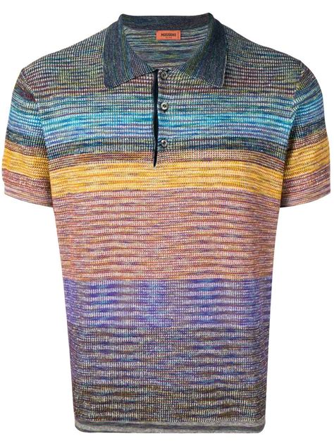 Missoni Striped Polo Shirt Blue Modesens