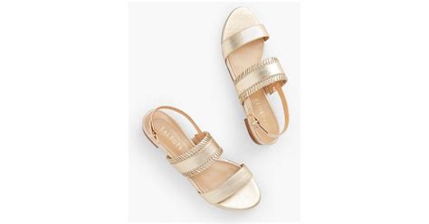 Talbots Keri Whipstitch Metallic Nappa Sandals In Natural Lyst