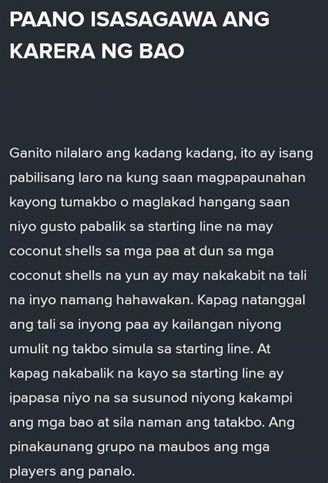 Ano Ang Karera Ng Bao Brainly Ph