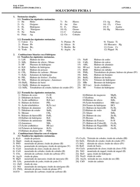 F1 Sol 4eso Formulacion Inorganica Pdf Hidróxido Ácido