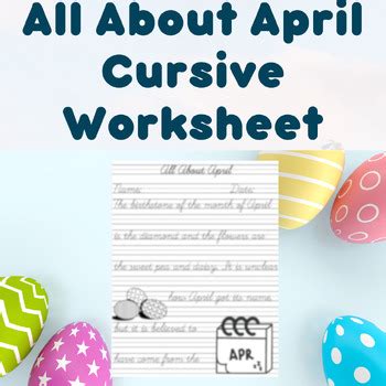 All About April Cursive Worksheet by Fueled by Coffee | TPT