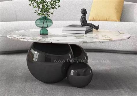 Buy Tristan Round Sintered Stone Coffee Table Black Base Fancy Homes