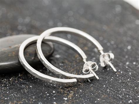 Sterling Silver Loop Earrings|Half Loop Earrings|Sterling Silver Hoop ...