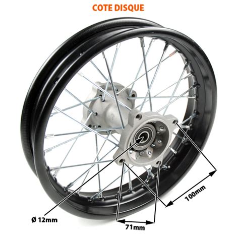 Roue arriere complete 12 pouces axe 12 mm Pièces Dirt Bike Pit Bike