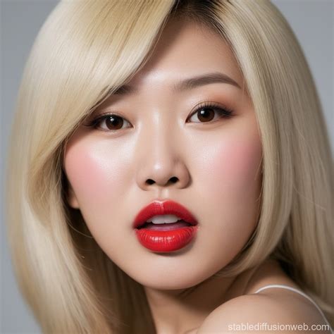 Attractive Blonde Asian Woman With Red Lips Stable Diffusion Online
