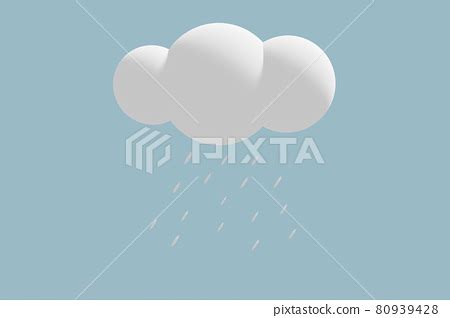 Raining Clouds Drawing Isolated On Blue Stock Illustration