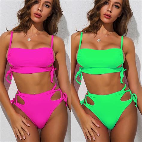 Sexy And Beautiful Pure Color Two Piece Bikini Swimwear Sexy Bikini One Piece And Sexy Bikini