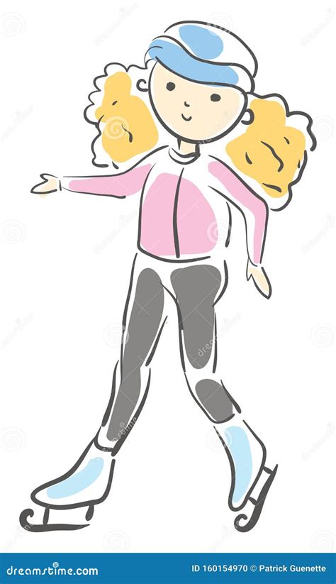Illustration Du Vecteur De Patinage Sur Glace De Fille Blonde Illustration De Vecteur