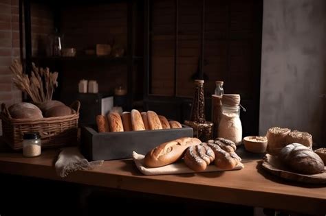 Premium AI Image Bread And Bakery Products In The Bakery Generative Ai