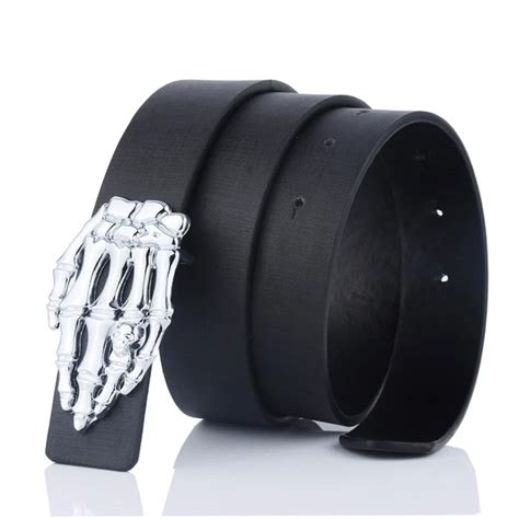 Fashion Men Belt Skull Buckle Skull Hand Rock Skulls Belts Skeleton