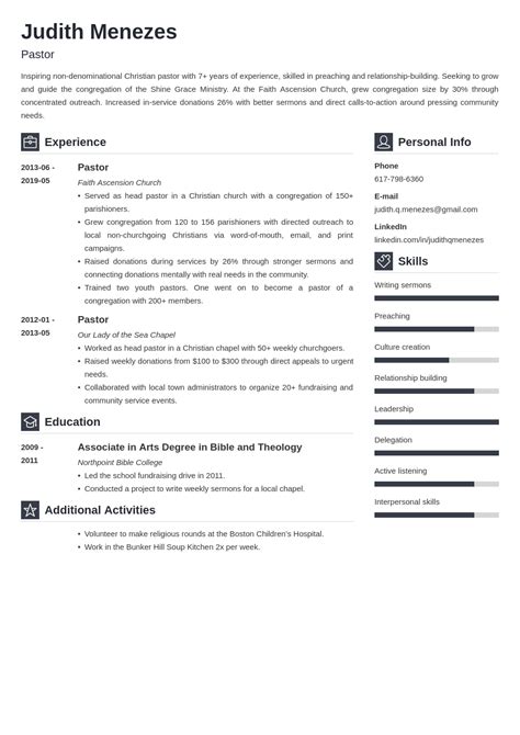 Pastor Resume Template Guide And 20 Examples
