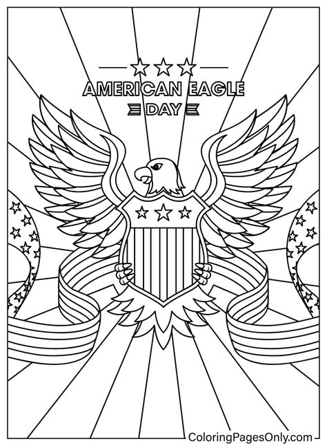 Bald Eagle with Coat of Arms - Free Printable Coloring Pages