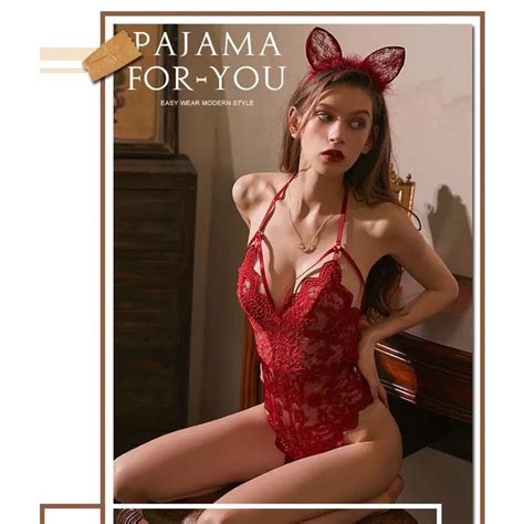 Jual Sexy Lingerie Wanita Renda Perspektif Hot Korset One Piece Open Crotch Babydoll Lingerie