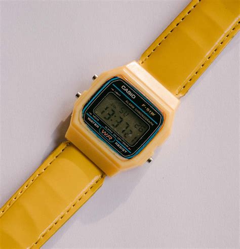 Yellow F-91W Casio Watch Retro Version | Vintage Alarm Chrono Watch ...