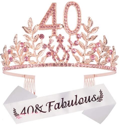 40th Birthday Sash & Tiara Set for Women - Glitter Sash & Rhinestone Tiara, 2 Piece Set - Kroger