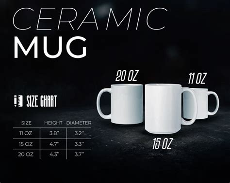 Mug Size Chart Oz Coffee Cup Mockup Sizing For Ceramic