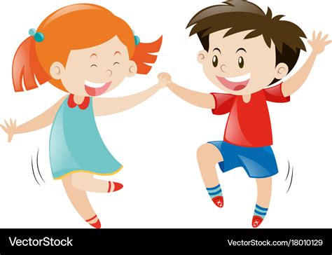 Happy boy and girl dancing Royalty Free Vector Image