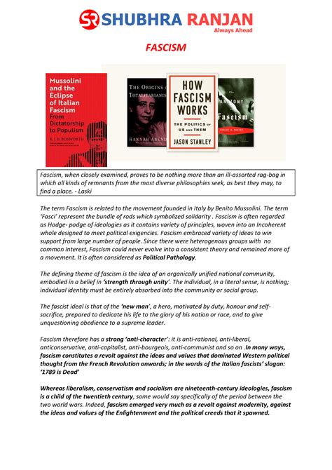 Fascism as Political Pathology. - FASCISM Fascism, when closely