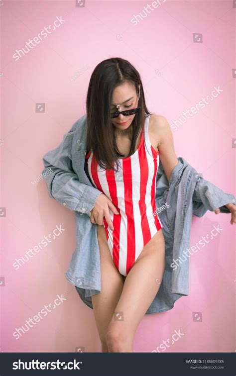 Sexy Asian Woman Red Bikini One Stock Photo Shutterstock