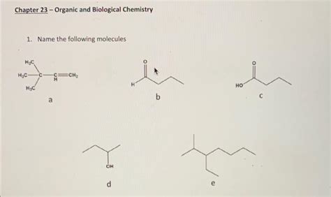 Solved Chapter 23 - Organic and Biological Chemistry 1. Name | Chegg.com