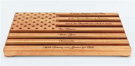 Wood Engraved American Flag Pledge Of Allegiance Challenge Etsy