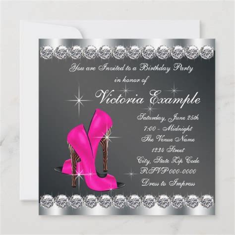 Womans Hot Pink Birthday Party Invitation Zazzle
