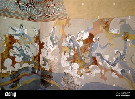 Mural Of Blue Monkeys From Akrotiri Thera Santorini Minoan