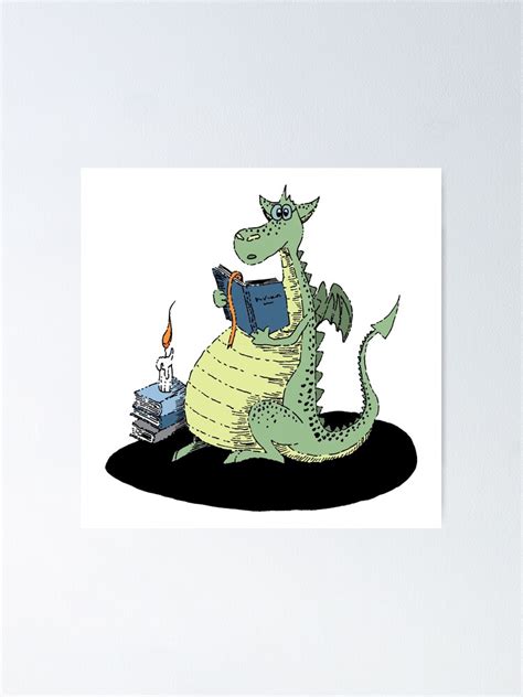 Cute Dragon Reading A Book Poster For Sale By Printablesp Redbubble