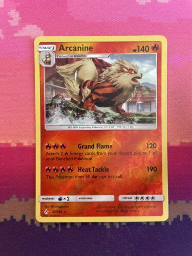 Pokemon Card Arcanine Unbroken Bonds Reverse Holo Rare 22 214 Near Mint