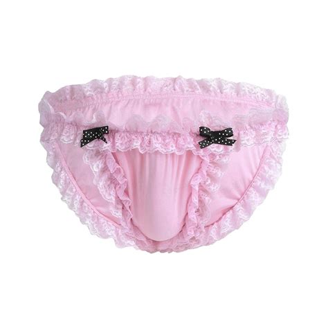 Sissy Panties Mens Lace Ruffles Underwear Brim Briefs Pouch Gays Lingerie Imitates Bikini