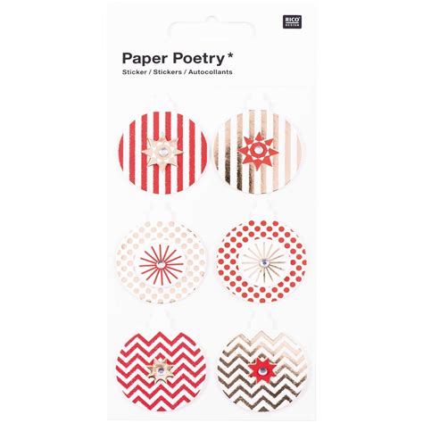 Paper Poetry 3D Sticker Kugeln rot gold Hot Foil günstig online kaufen