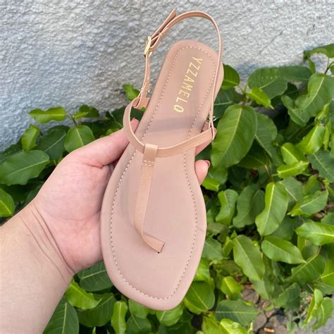 Sandalia Rasteira Feminina Sintético Basica Nude Shopee Brasil