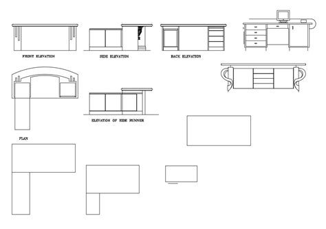 Office Desk Elevation Cad Block