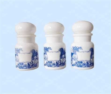 Vintage Belgium Milk Glass Spice Jars Set Of 3 Etsy