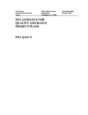 Fillable Online Esrl Noaa D EPA Guidance For Quality Assurance Project