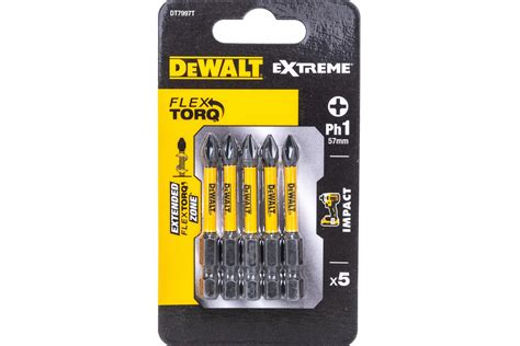 Биты ударные IMPACT Torsion Ph1, 57мм, 5шт. DEWALT DT7997T - выгодная ...