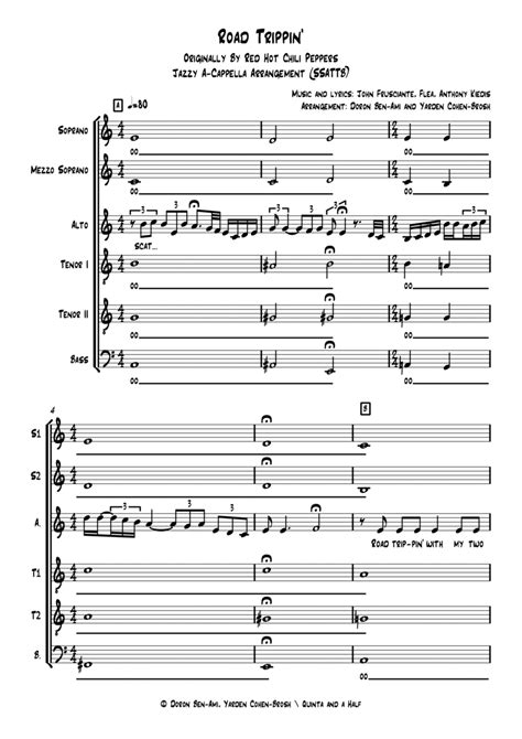 Road Trippin By The Red Hot Chili Peppers A Cappella Digital Sheet Music Sheet Music Plus