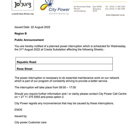 CityPowerJhb On Twitter JoburgUpdates Region B