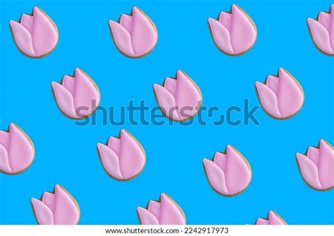 Creative Spring Background Pink Tulip Form Stock Photo 2242917973