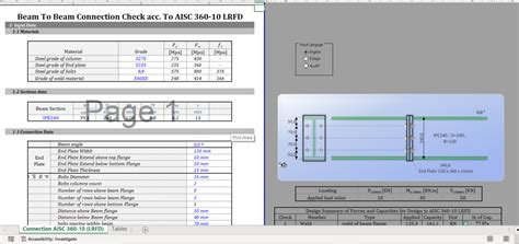 Excel Sheet Structural Steel Beam To Beam Connection Designed To Aisc