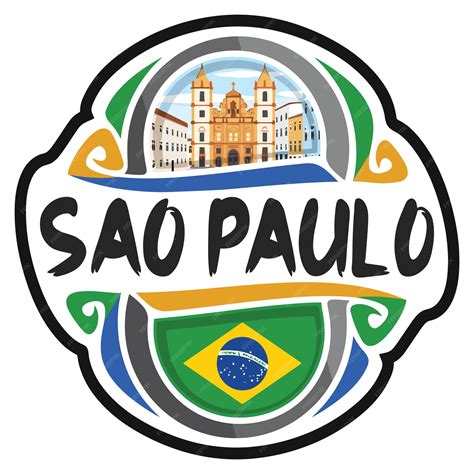 Premium Vector | Sao paulo brazil flag travel souvenir sticker logo
